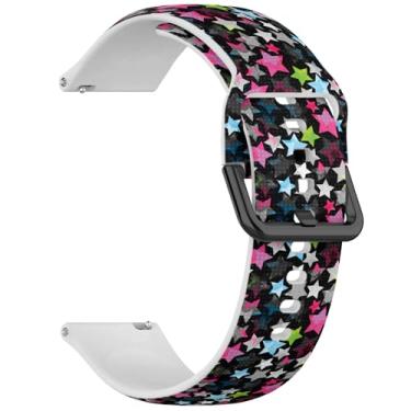 Imagem de MRAKPLGE Pulseira de silicone esportiva de 18 mm, padrão estrelas grunge, compatível com Fossil Gen 5E 42 mm/Gen 6 42 mm, Fossil Venture Gen 4 HR/Gen 3 feminino e masculino