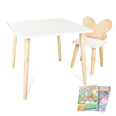 Imagem de Kit Mesa e Cadeira Infantil Borboletinha - Eita Casa Perfeita, Pinus