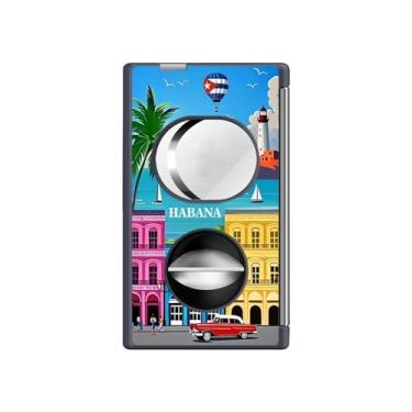 Imagem de JDIME Tesoura de charuto multifuncional cinco em um corte plano em forma de V suporte de perfurador caixa de presente de metal puro estojo de couro montado (C)