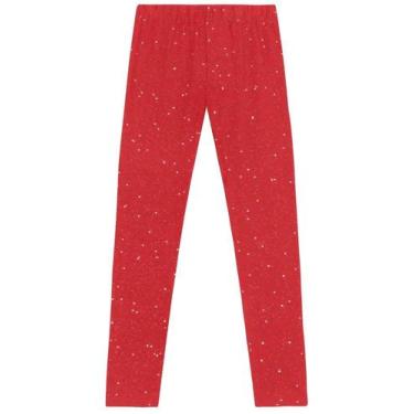 Imagem de Calça legging infantil menina com brilho Brandili, 10, Vermelho