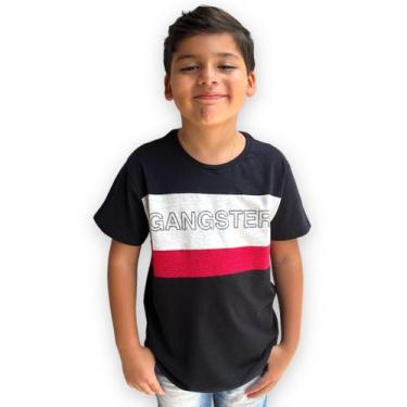 Imagem de Camiseta Infantil Menino De Marca Gola Careca Estilosa - GANGSTER, Pre