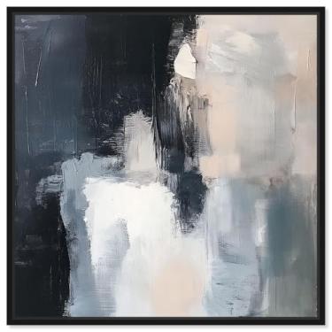 Imagem de Art Remedy Abstratos neutros em tela serenidade texturizada, moldura preta, 61 cm x 61 cm