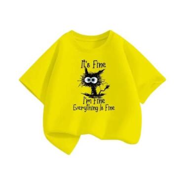 Imagem de Camiseta Infantil De Natal Com Gato Preto, Manga Curta, Algodão, Para 