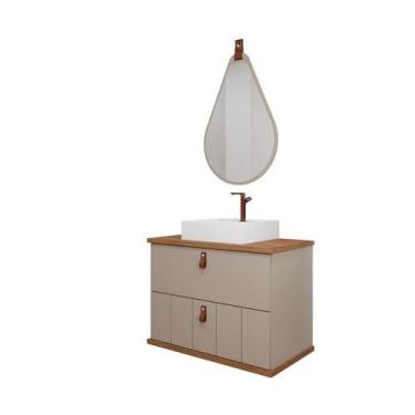 Imagem de Gabinete de Banheiro Milano 80 com Espelho Gota Cappuccino/Freijo - MG