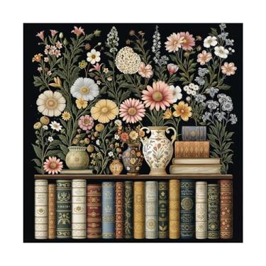Imagem de Vintage Flower Book Puzzle 1000 Pieces for Adults, Colorful Floral Wildflower Art Jigsaw Puzzle, Blooming Plants Book Shelf Daisy Puzzles