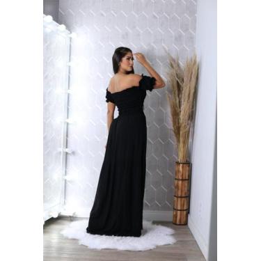 Imagem de Vestido longo cigana com elastex de tecido viscolinho - SP STORE, Pret