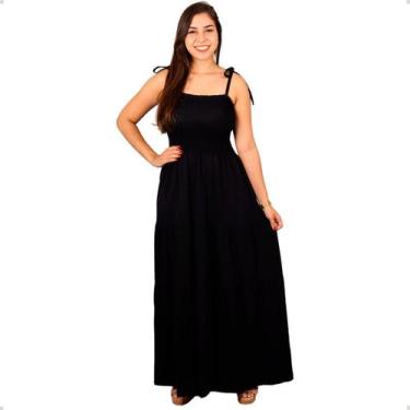 Imagem de Vestido Longo Lastex Feminino Moda Evangélica Alça Amarrar Soltinho Mo
