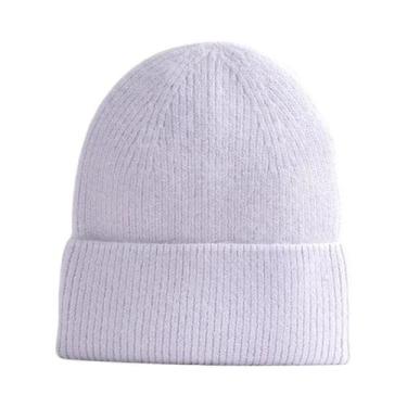 Imagem de Gorro Feminino Azul De Lã Cashmere E Angorá Quente Para Inverno, Touca