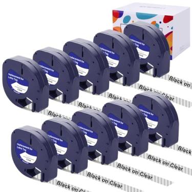 Imagem de Hehua Fita adesiva transparente compatível com refis Dymo LetraTag Transparente 16952 S0721530 Fita de plástico transparente para Dymo letraTag LT-100H LT-100T Plus LT-110T QX50 2000 XR, 12 mm x 4 m,