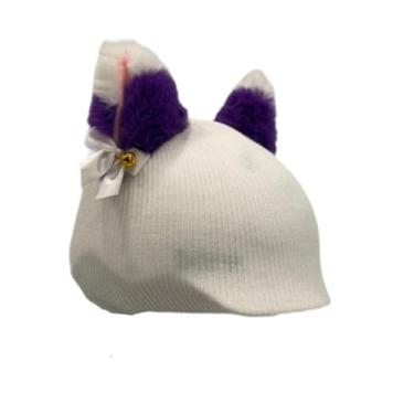 Imagem de simhoa Capa para capacete de esqui, acessórios para capacete, gorro de tricô decorativo, gorro de inverno para esquiar, Orelha Branca E Roxa