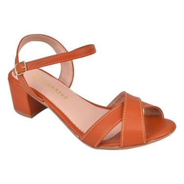 Imagem de Sandália Feminina Moderna Estilosa Salto Baixo Grosso Bloco Saltinho C