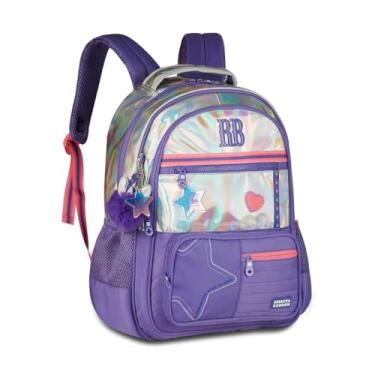 Imagem de Mochila Holográfica Rebecca Bonbon Bolsa Escolar Adolescente Prateada RB27017 (Lilás)