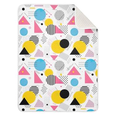 Imagem de Wassud Manta de bebê com formas geométricas coloridas para meninos e meninas, cobertor de bebê para recém-nascido, essencial para recém-nascidos, cobertores macios 76 x 101 cm