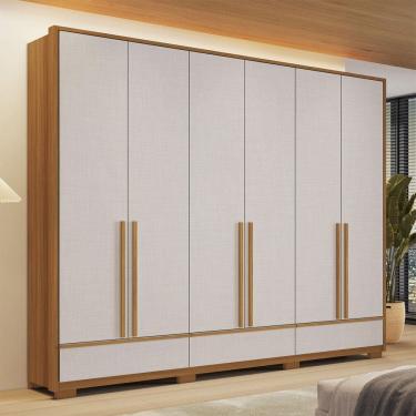 Imagem de Guarda-Roupa Casal Tech 6 Portas 3 Gavetas 100% Mdf Freijó Trend/Off White Tx - Pnr Móveis