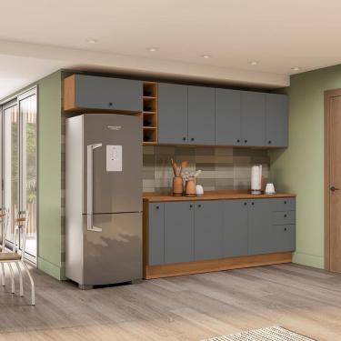 Imagem de Armário De Cozinha Completa 300cm Canela/cinza Sagrado Pixel Kappesberg