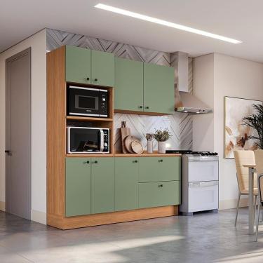 Imagem de Armário De Cozinha Compacta Torre Quente 190cm Canela/verde Frevo Pixel Kappesberg