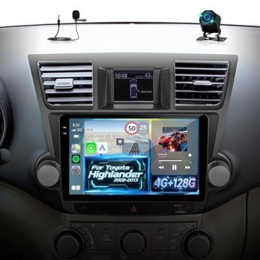 Imagem de Estéreo automotivo 4G + 128G para Toyota Highlander 2008 2009 2010 2011 2012 2013: 5GHz WiFi/Wireless Carplay/Android Auto, tela sensível ao toque HD de 10 polegadas, rádio Android 15 com EQ/GPS/SWC +
