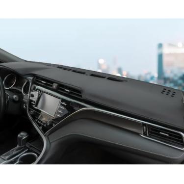 Imagem de REPOYUL Apto para Toyota Camry Painel Preto Capa de Console Central Protetor de Painel Protetor Solar Borda de Microfibra Almofada de Couro de Microfibra (sem HUD, Costura Preta 2018-2023)