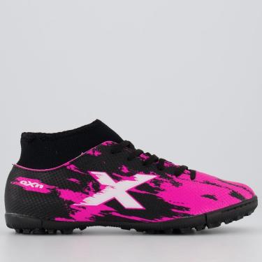 Imagem de Chuteira Oxn Fusion Grip 3 Neo Society Preta e Rosa-Masculino