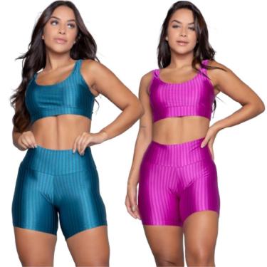 Imagem de KIT 2 Top e Short New Zig 3D Vekyo Conjunto Para Academia Treino Moda Fitness Feminina-Feminino