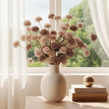 Imagem de Giegxin 20 peças de pompom artificial neutro, flores para mães, decoração de casa, palito floral, mini crisântemos falsos, para encher vasos, arranjos de mesa, centros de mesa, decorações