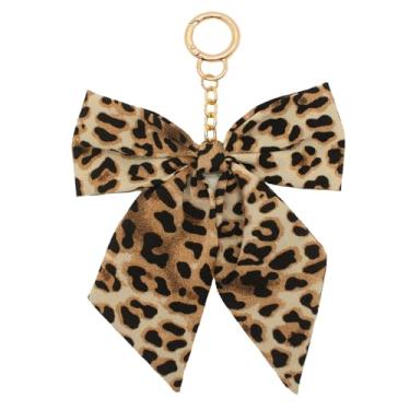 Imagem de POMKON Amuleto de bolsa de laço de leopardo, pingente de bolsa de laço, chaveiro Boeknot para meninas da moda acessório de bolsa feminina