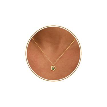 Imagem de Presente de Dia dos Namorados para sua esposa, colar de pedra do mês de nascimento para mulheres, colar de ouro delicado com pedra do mês de nascimento para meninas adolescentes, presente de