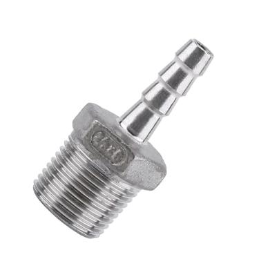 Imagem de Generic Conector de Cauda de Mangueira Farpada de Aço Inoxidável para Encanamento de Tubulação de Ar/água, Encaixe de Rosca 304 SS 1/8 "~ 3/4" para Engenharia Química, Máquinas (3/8''*6mm)
