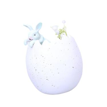 Imagem de KiBcsLic Decoração de Páscoa com Ovos de, Estátua de Páscoa, Ornamento, Centro de Mesa Estilo Fazenda, Decoração de Primavera para Casa, Ideal para de, Branco Azul