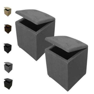 Imagem de Kit 2 Puffs Baú Guarda Volumes Brinquedos Assento Decoração - Estilo D