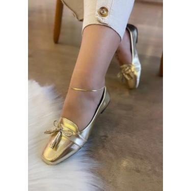 Imagem de Mocassim luxo laço sino cores variadas - Dlucca, Dourado, 35