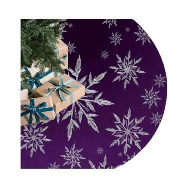 Imagem de Saia Para Árvore De Natal Com Estampa De Floco De Neve Roxo Profundo, 