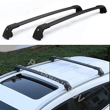 Imagem de YiXi-Partswell 2 peças de rack de teto travável barras transversais bagageiro alumínio adequado para Macan S Turbo 2014-2019 - preto