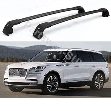 Imagem de YiXi-Partswell 2 peças de rack de teto travável barras transversais bagageiro alumínio adequado para Lincoln Aviator 2020 - preto