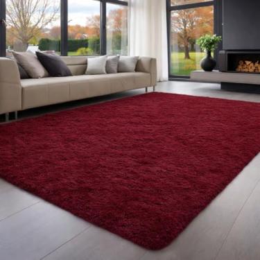 Imagem de Tapete Peludo Grande 3,00x2,00 Felpudo Antiderrapante Lavável para Sala e Quarto(Bordô)