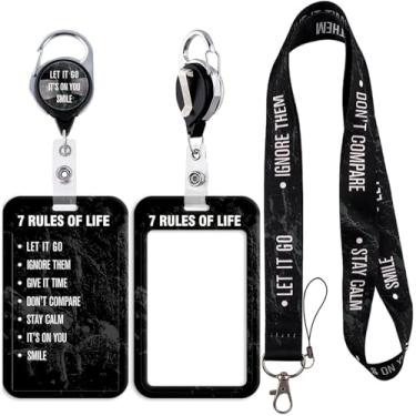 Imagem de Postive cordão para crachás de identificação, suporte vertical para crachá com clipe de carretel retrátil, chaveiro com suporte de identidade, protetor de cartão de nome para mulheres, professoras