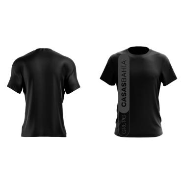 Imagem de Camiseta Manga Curta Grupo Casas Bahia Preta com Logo Branca e Cinza