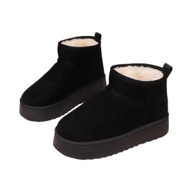 Imagem de Botas De Inverno Femininas Quentes De Lã De Ovelha, Cano Baixo, Confor