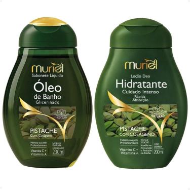 Imagem de Kit Muriel Pistache Com Colágeno: Sabonete Óleo De Banho 230ml e Loção Deo Hidratante 200ml
