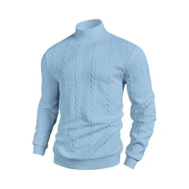 Imagem de Suéter Casual Masculino De Gola Alta Em Jacquard Para Outono E Inverno