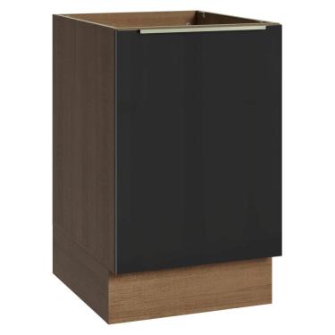 Imagem de Balcão de Cozinha 50cm 1 Porta (Sem Tampo) Rustic/Preto Lux Madesa