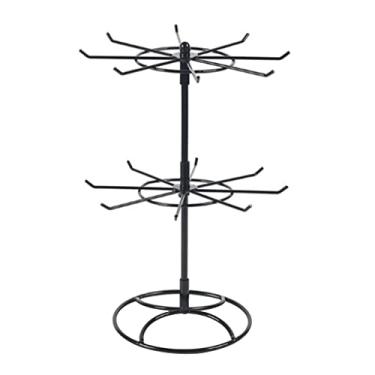 Imagem de Suporte giratório de joias de camadas duplas organizador de joias de armazenamento de brincos suporte de colar de exibição de joias (cor: preto tamanho: 22,5 * 14 * 42 cm) (preto 22,5 * 14 * 42 cm)