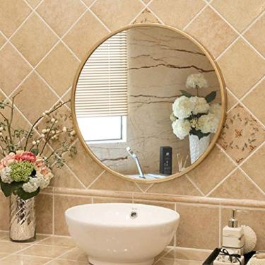 Imagem de Espelho de parede de ferro forjado europeu espelho de banheiro espelho redondo espelho de maquiagem espelho de banheiro redondo espelho de banheiro parede espelho de banheiro (tamanho: 50 cm)
