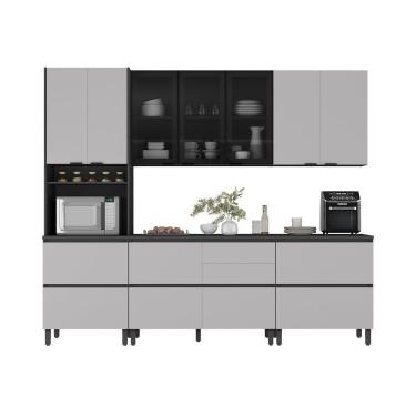 Imagem de Cozinha Completa Itatiaia Lumina Aéreo 2 Portas 270cm Em Madeira Mdf Grafite-fendi