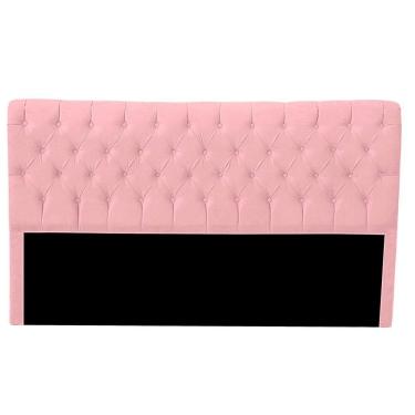 Imagem de Cabeceira Casal King Size Estofada Para Cama Box Glass Veludo Cor Rosa Bebe