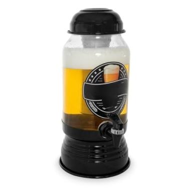 Imagem de Kit Chopeira de Vidro Com Dispenser e Suqueira Grande Com Torneira Tampa Jarra Bebidas Suco Torre Chopp Bar Beer Churras(1 Chopeira Preta)