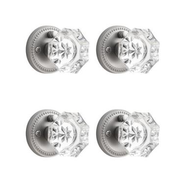 Imagem de Maçaneta de porta SORWDUERM Crystal Satin Nickel, pacote com 4 unidade