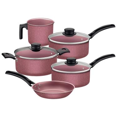 Imagem de Conjunto de Panelas Antiaderente Tramontina Turim Rosê 5 Peças