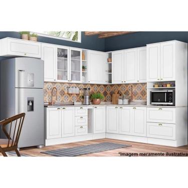 Imagem de Armário De Cozinha Modulado Americana 3 Portas Vidro (2 C/ Vidro) 120cm Cinza - Henn