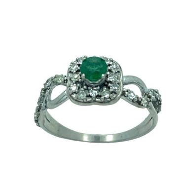 Imagem de Anel em Ouro Branco 18K com Esmeralda e Diamantes - Joia Exclusiva - J